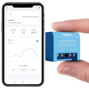 Xeefeel PM Smarter Stromzähler mit WLAN & Bluetooth,Wlan-Repeater,1 Kanal 16A, Kein Relaisschalter, Leistungsmessung, Echtzeit-Energiezähler, kein Hub Erforderlich, Alexa & Google Home