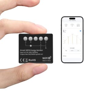 WIFI Smart Stromzähler, 1 Kanal Leistungsmessung 16 A, WLAN 6 Echtzeit-Energiemonitor, kompatibel mit Tuya/Smart Life Apps, ohne Relais-Schalter AC 100-240V
