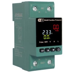 JOYELEC Smart WLAN Stromzähler Hutschiene 1 Phasig 63A AC230V Amperemeter Voltmeter WIFI Fernbedienung Wechselstromzähler KWh Zähler Digitaler Energiezähler Strommessgerät