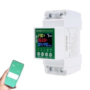 Wattive Smart Meter,63A 230VAC Smartmeter Stromzähler Wlan Stromzähler Hutschiene Stromzähler Auslesen Wlan Stromzähler 230V mit Überspannungs,Unterspannungs und Überstromschutz