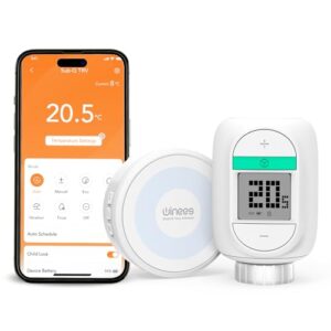 Winees Smart Heizkörperthermostat Kit, 1 SubG Hub+ 1 WLAN Heizungsthermostat, mit Zeitplan, Fern-/Sprachsteuerung, Heizungsthermostat Kompatibel mit App, Alexa & Google Assistant