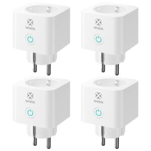 Woox Alexa Steckdose Stromverbrauch Messen 4 Stück, WLAN Steckdose mit Stromzähler 16A, TÜV Geprüft, Zeitschaltuhr Sprachsteuerung Kompatibel mit Alexa Google Home