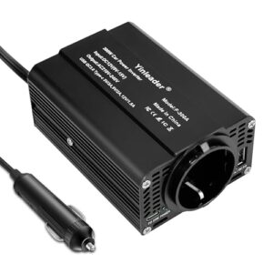 Yinleader 300W 12V auf 230V Wechselrichter 1 EU-Steckdosen und Typ-C PD&USB Q.C 3.0 mit Zigarettenanzünder-Adapter Kfz-Spannungswandler