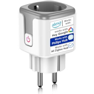 SURFOU Zigbee Steckdose, Smart Zeitschaltuhr Steckdose mit Strommessgerät in Home, Kompatibel mit Philips Hue, Alexa, Google Home und SmartThings, HUE Bridge Erforderlich, Zigbee 3.0 Plug (1 Pack)