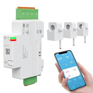 eMylo 3-Phasen 120A Smart Wifi Energy Meter Echtzeit-Überwachung Meter mit Split Core Stromwandler Stromverbrauch Stromzähler Überlastungsschutz für Haus/Wohnung, Smart life Tuya App Control