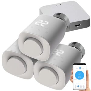 revolt Heizung Regler: 3er-Set programmierbare Heizkörper-Thermostate mit WLAN-Gateway & App (Heizkörperthermostat WLAN, Heizungsthermostate Alexa, Programmierbares)