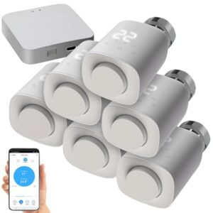 revolt Heizungsthermostat: 6er-Set programmierbare Heizkörper-Thermostate mit WLAN-Gateway & App (Heizkörperthermostat Smart, Heizkörperthermostate WLAN, Heizung)