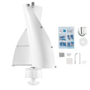 100W Windkraftanlage Vertikal Komplett Set 12V/24V,Windgenerator mit 2 Blade und Steuergerät,Windturbine Windturbine Stromerzeugung für Haus,Boote, Wohnmobile (Weiß, 12v)