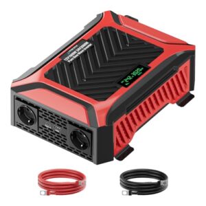 Wechselrichter 12V auf 230V Reiner Sinus 2000W/4000W(Dauerleistung 1000W/2000W) Doppel Spannungswandler, intelligentem Erkennungssystem mit 2 EU Steckdose, 1Type-C, 2.1A USB, für Haushaltsgeräten, LKW