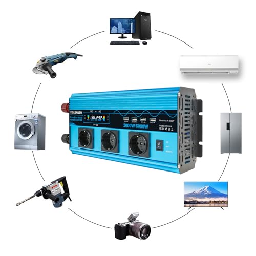 3000W/6000W Reiner Sinus Wechselrichter 12V auf 230V – Bild 3