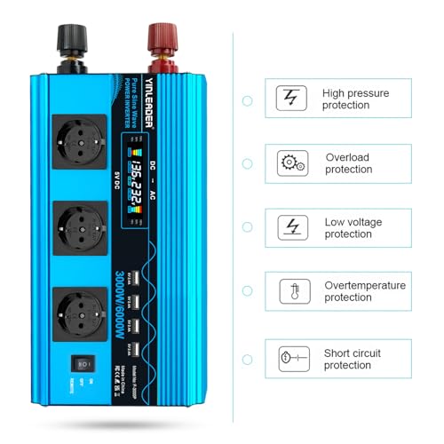 3000W/6000W Reiner Sinus Wechselrichter 12V auf 230V – Bild 5