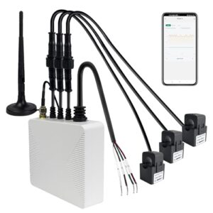 OWON 3-Phasen-WLAN-Smart-Home-Energiemonitor, 3-Phasen-Zangenmessgerät mit 3 120 A Schaltkreisstufen-Sensoren Echtzeit-Stromüberwachung | Solar-| Messgerät
