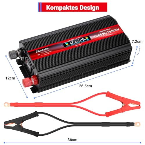 12V auf 230V Wechselrichter 1300W LCD USB für Camping – Bild 6