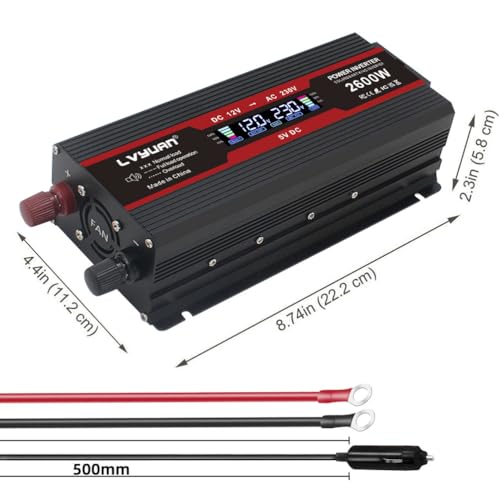 LVYUAN 2600W Wechselrichter 12V auf 230V – Bild 2