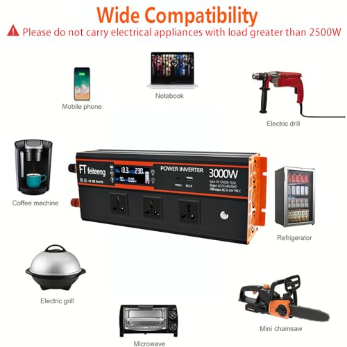 3000W Wechselrichter 12V auf 230V mit Fernbedienung – Bild 4