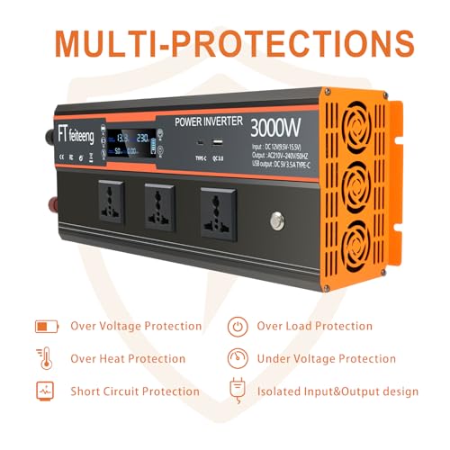 3000W Wechselrichter 12V auf 230V mit Fernbedienung – Bild 6