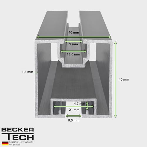 Becker Tech Montageschiene 40x40 120cm ALU – Bild 2