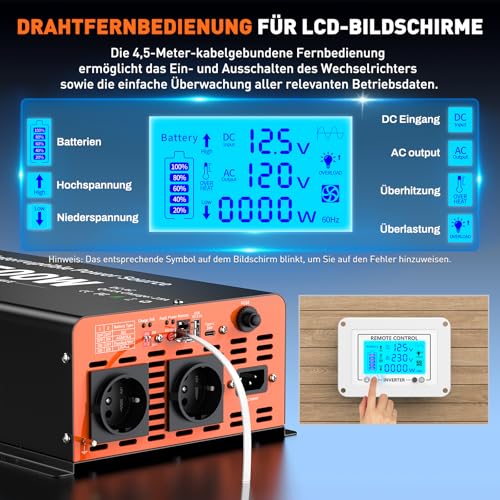 2500W Wechselrichter 12V/230V, Sinus, Ladegerät & USV – Bild 3