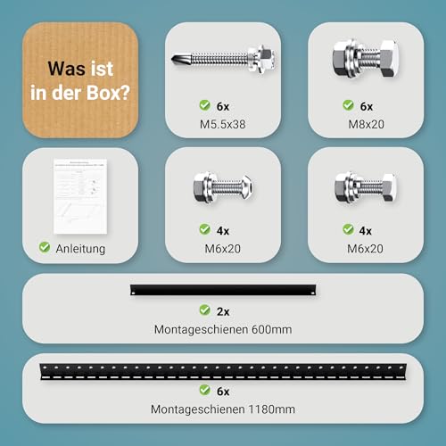 Solarpanel Halterung, 2 Module, 0-90°, Alu – Bild 7