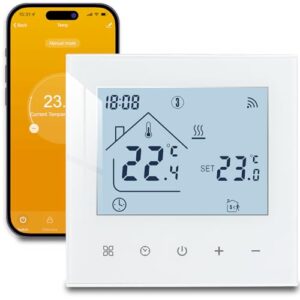 Beok WiFi Raumthermostat Fußbodenheizung, Wasser Heizungsthermostat Smart Home Thermostate Fussbodenheizung Thermostat Digital Unterputz Kompatibel Alexa, Google Home, 3A 230V TDR89W-WIFI-WP Weiß