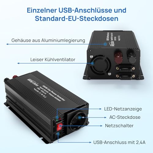 Bapdas 500W Spannungswandler 12V auf 230V mit USB – Bild 3