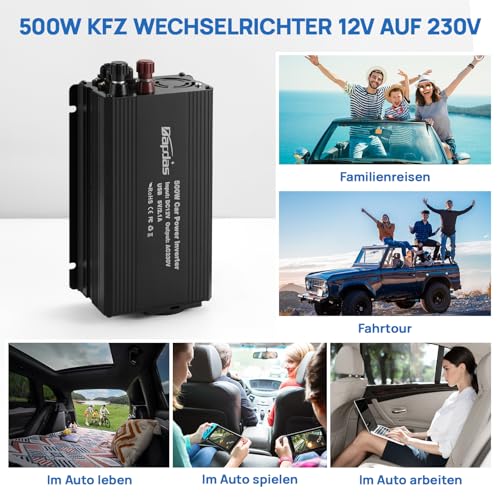 Bapdas 500W Spannungswandler 12V auf 230V mit USB – Bild 7