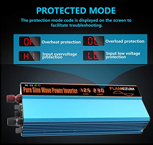 FLAMEZUM 1000W Sinus Wechselrichter 12V auf 230V – Bild 2