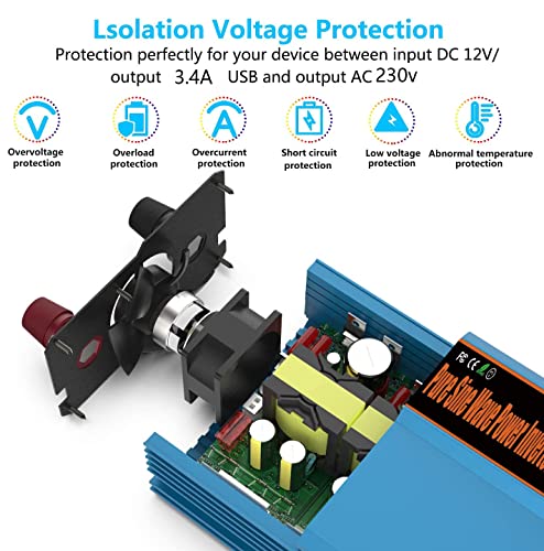 FLAMEZUM 1000W Sinus Wechselrichter 12V auf 230V – Bild 4