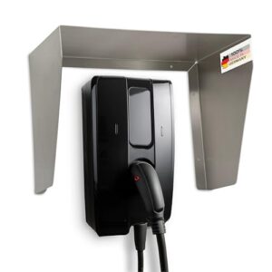 Wallbox Dach Wetterschutz Edelstahl - Überdachung zum Schutz vor Regen und Umwelteinflüssen - Schutzdach für e-Auto Ladestation - Elektro-Auto-Ladegeräte Zubehör (Edelstahl, 45x27,5x35 cm)