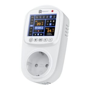 BR Bringer Smart Thermostat Steckdose – WLAN & App – Steckdosenthermostat mit Verbrauchsanzeige, LED Farbdisplay, Wochenprogramm & Fenster-Offen-Erkennung - kompatibel mit Amazon Alexa, Google Home