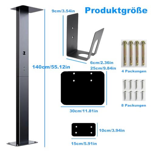 Wallbox Ständer, 1-seitig, Schwarz, 140cm – Bild 2