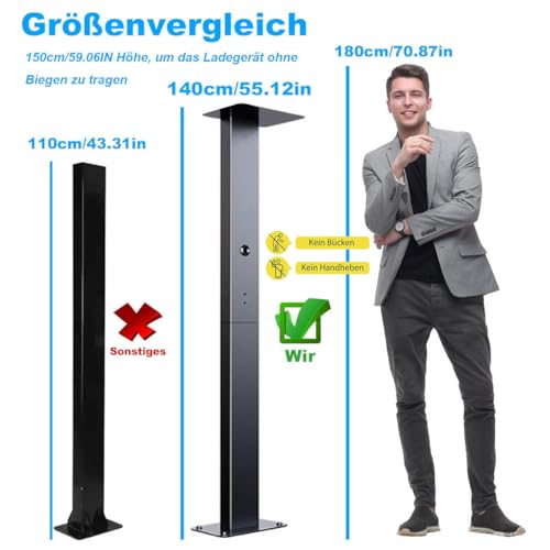 Wallbox Ständer, 1-seitig, Schwarz, 140cm – Bild 3