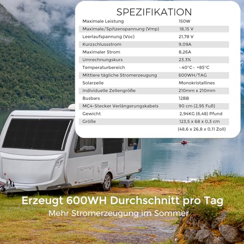 WUZECK 150W Solarpanel Kit 12V – Bild 5