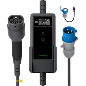 dé Mobile Wallbox/Ladestation 7,4kW [10m|1-phasig|6-32A] mit Einstellbarer Ladeleistung, Ladekabel CEE 32A auf Typ 2 und EV Ladegerät für Model Y/3, ID.3/4/5, MG4, EX30, e-up, e-tron und BEV/PHEV