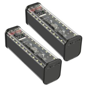 Youbones 2X 8 Steckplätze 18650 DIY Power Bank Case Schnelllade-Powerbank-Case Große Kapazität Digitalanzeige Batteriespeicher Schwarz