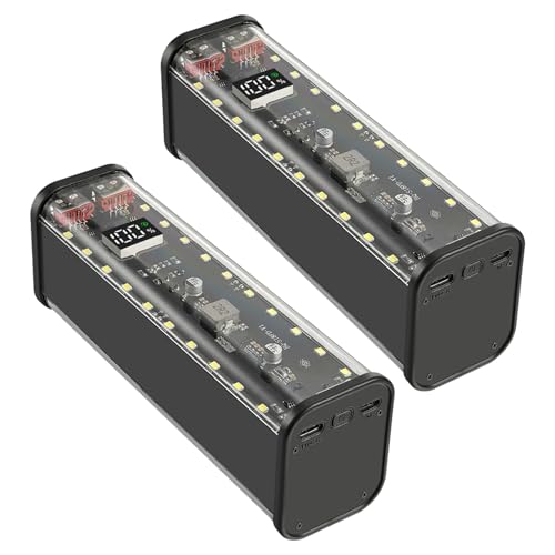 Youbones 2X 8 Steckplätze 18650 DIY Power Bank Case Schnelllade-Powerbank-Case Große Kapazität Digitalanzeige Batteriespeicher Schwarz
