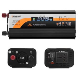 2600W Wechselrichter 12V auf 230V Spannungswandler, Wechselrichter mit LCD Bildschirm und Typ-C & USB-Anschluss, Inverter 12V 220V, Auto-Stromwandler für LKW, Zuhause, Fahrzeuge, Laptop, Reisen