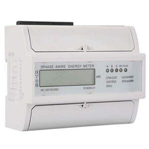 Stromzähler, 230/400V 5-100A Energieverbrauch Digitaler Stromzähler 3-Phasen-KWh-Meter mit LCD, Schieneninstallation, Smart Watt Hour Meter