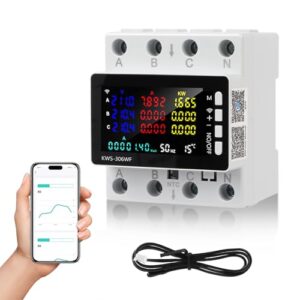 Stromzähler 3 Phasen, 80A 220V Wlan Smartmeter Stromzähler, Tuya Wlan Stromzähler 3 Phasig 4 Leiter, Energiezähler Hutschiene mit APP Fernbedienung Übertemperatur Unterspannung Überstrom Überleistung