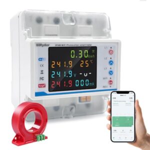Stromzähler 3 Phasen,Triphasiges WLAN-Messgerät kWh PV Bidirektionaler Zähler mit Überspannungs Überstromschutz,Drehstromzähler mit Stromtransformator 100A 380VAC