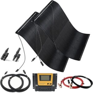 300W Flexibles Solarpanel Kit Set 12V Monokristallines Solarmodul Flexibel 300Watt Mit 30A 12V/24V Solarladeregler + Solarkabel Solaranlage Komplettset für Batterien Wohnmobil Camping Wohnwagen