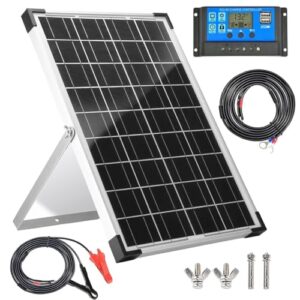 30 W Solarmodul-Set, 12 V Solar-Batteriewechsler + 10 A PWM Laderegler + Verlängerungskabel und verstellbare Halterung