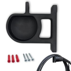 3disto Wandhalterung Typ 2 Ladekabel seitlich | EV Steckerhalter mit Kabelhalter | Made in Germany | wetterfest | passend für alle Typ 2 Stecker nach DIN EN 62196-1 (rechts offen)