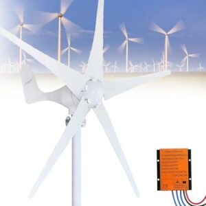 3000W 4000W 5000W Horizontale Achse Windturbine 5 Lüfterblätter Windturbinengenerator 12V 24V 48V Windmühle Verbunden Mit Solarsystem Mit Mppt-Hybrid-Controller,4000W-12V