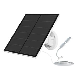 5W Solarpanel für überwachungskamera, Kamera Solarmodul für DC 5V Outdoor-Akku-Kamera, mit Micro-USB-Anschluss, USB-C-Adapter, Verstellbare Halterung, 9,8ft Kabel, 1 Pack