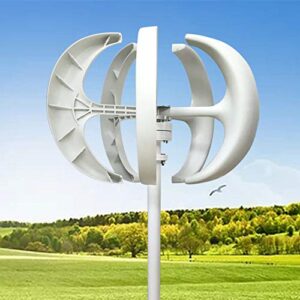 Vertikaler Windgenerator, 600W 12V 5 Blatt Laterne Typ 5-Blatt Vertikale Achse Windturbine Generator mit Controller und Flanschplatte für Heim, Boot, Straßenbeleuchtung (Weiß)