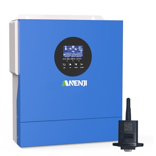 Aninerel 2000W Hybrid Wechselrichter 12Vdc zu 230Vac Reiner Sinus Wechselrichter, Max.PV Array Power 900W PV Array MPPT Voltage Range 30-160VDC,für 12v LiFiPO4-Batterien,mit WiFi-Modul