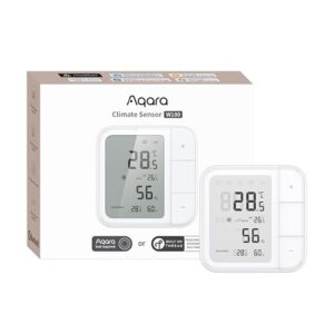 Aqara Thread/Zigbee Raumthermostat W100, Temperatur & Luftfeuchtigkeit Überwachung, Wireless, Fernsteuerung HVAC, 3 Anpassbare Tasten, Matter, HomeKit, Funktioniert mit Apple Home, Alexa, Google