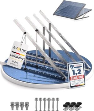 Avoltik Balkonkraftwerk Halterung im 2er Set (bis 114cm) I Halterung für 2 Solarpanel-Module I Verstellbar von 0-90° I Ideal für Dach, Balkon & Boden