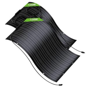 BATENORY 240W Flexibles Solarpanel Kit – 2x 120W Leichtes Monokristallines Solarmodul mit 1,2m Solarkable, 8-Loch-Montage IP67 Wasserdicht Solarpanel für Wohnmobil, Camping, Off-Grid, Balkon,0 % MwSt
